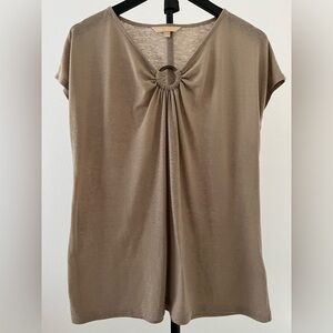 Sophisticated Taupe Linen Blouse
